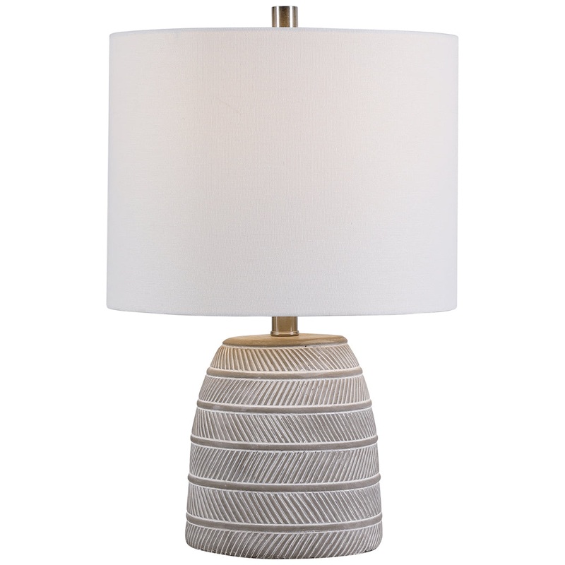 Decor Market Concrete Base Table Lamp - Accented With Brushed Nickel Plated Details