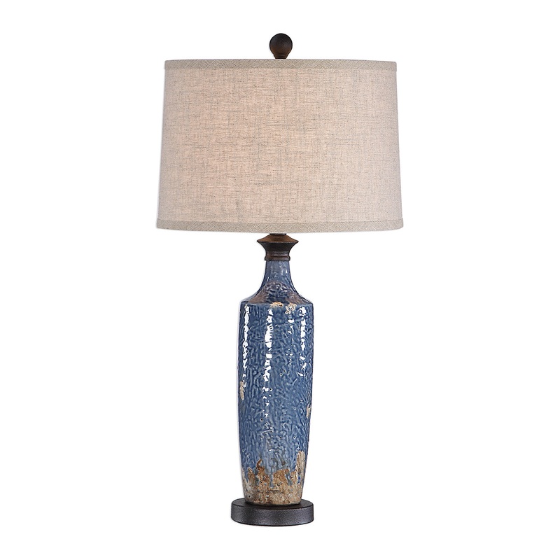Decor Market Table Lamp With Textured Ceramic Base - Blue