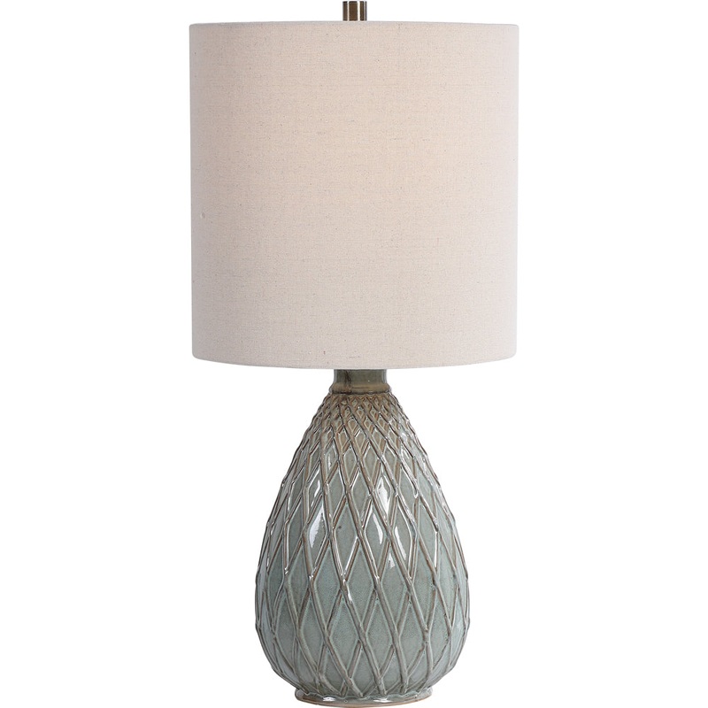 Decor Market Textured Pattern Table Lamp - Rust And Aqua Color Combination
