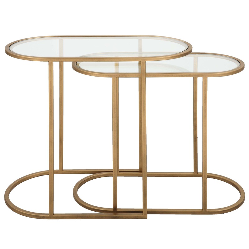 Decor Market Burshed Brass Accent Table - S/2