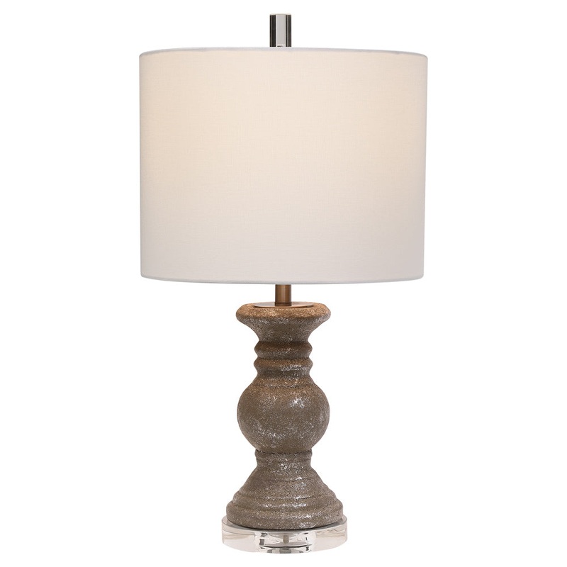 Decor Market Ceramic Table Lamp - Metallic Stone Gray With Silver Highlights