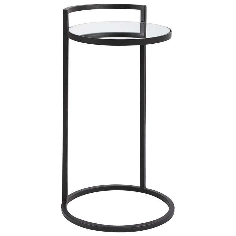 Decor Market Mirrored Accent Table - Matte Black