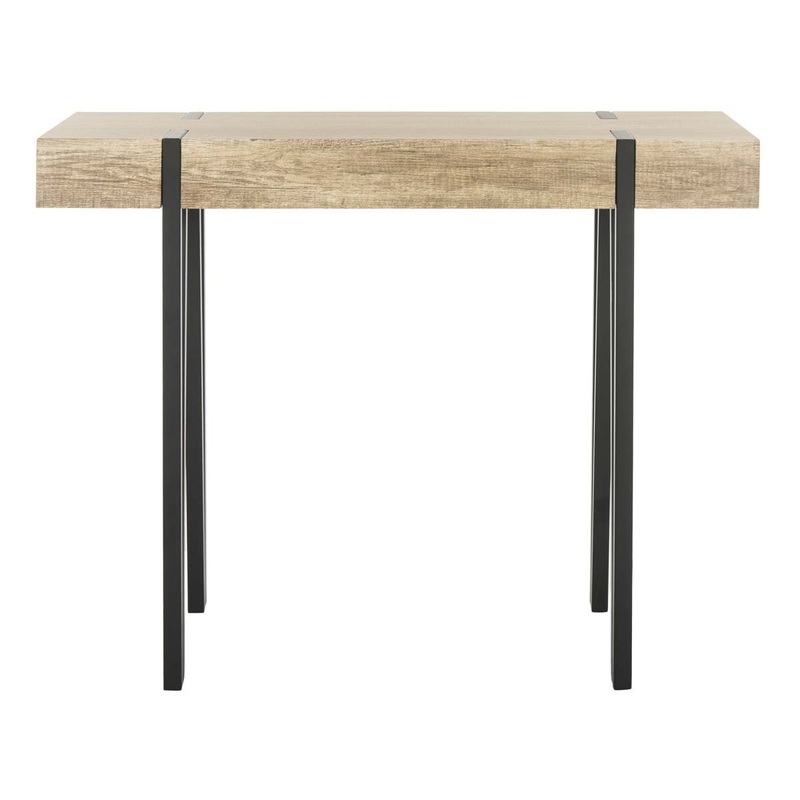 Safavieh Alyssa Rectangular Rustic Midcentury Wood Top Console Table , CNS7000