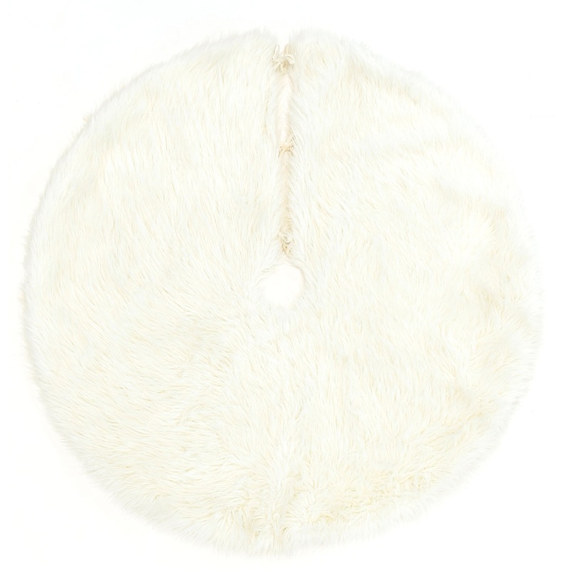 Momeni Furry Tree Skirt Rug Collection | White - FTREEFTS-1WHT