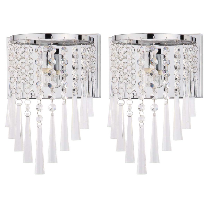 Safavieh Tilly Chrome 10 Inch H Beaded Wall Sconce(Set of 2), LIT4433