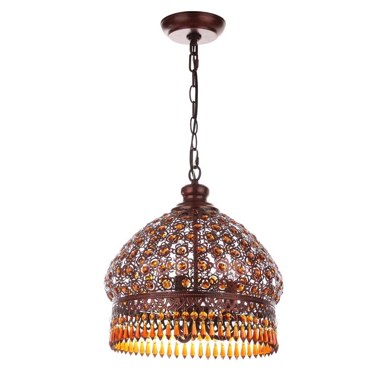 Safavieh Sultan Jeweled 3 Light Bronze 13.5 Inch Dia Pendant, LIT4496