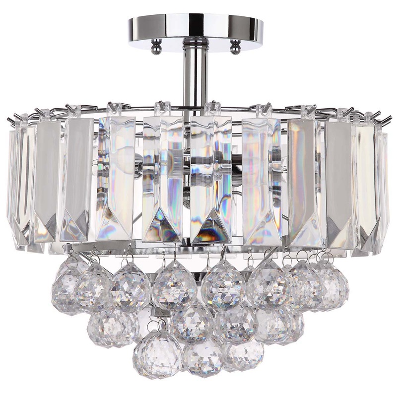 Safavieh Vaxcel 3 Lights Chrome Acrylic 13.5 Inch Dia Flush Mount, LIT4486