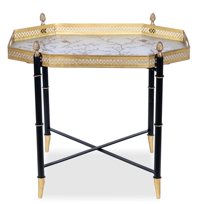 The Enchanted Home Pewter Octagon Tray with Black Table