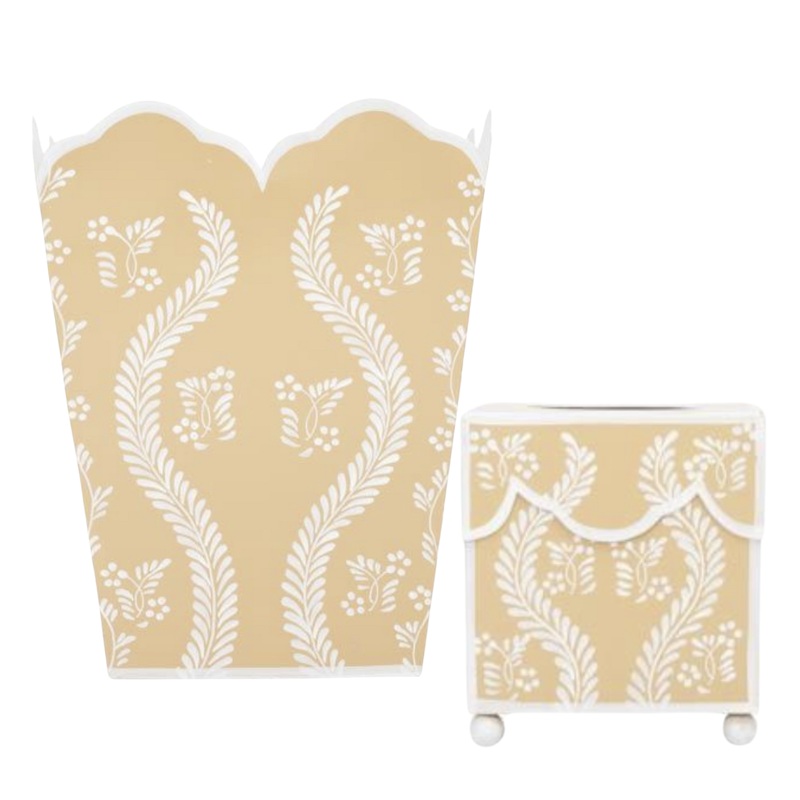 The Enchanted Home Tan Square Trellis Wastepaper Basket & Tissue Holder