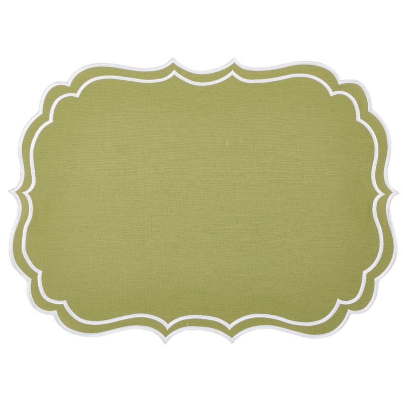 Newport Green & White Placemat & Napkin