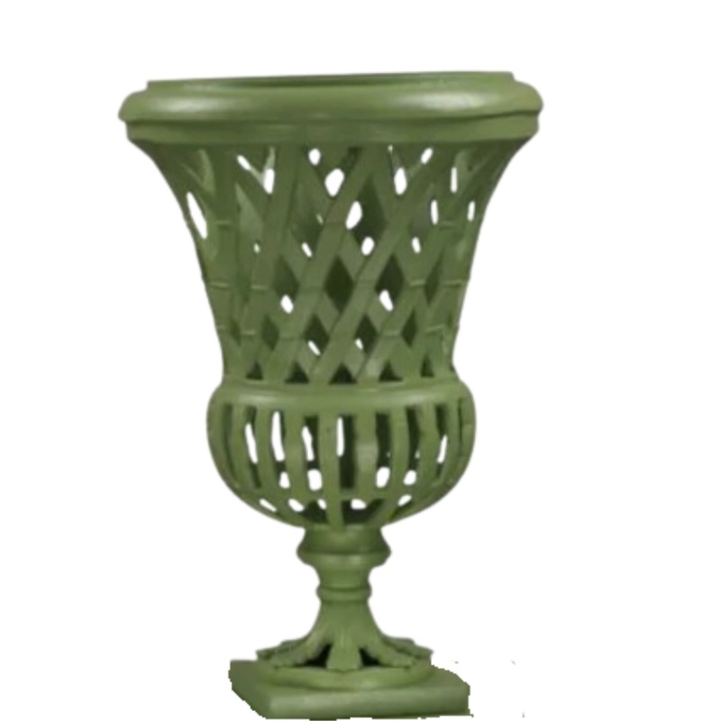 The Enchanted Home Lawn Green Lattice 16" Urn In Cast Aluminum