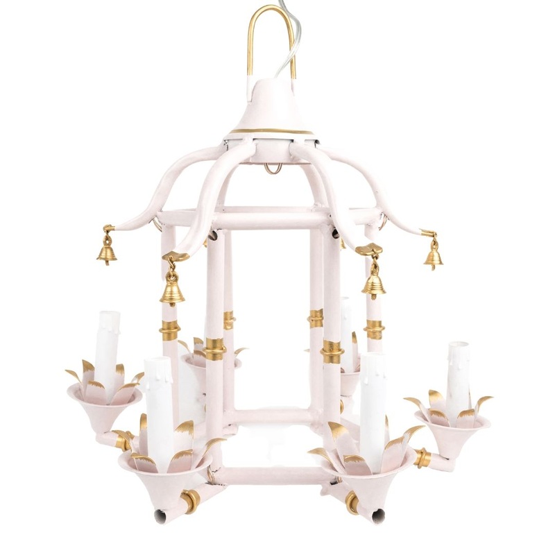 The Enchanted Home Pale Pink & Gold Chinoiserie Chandelier