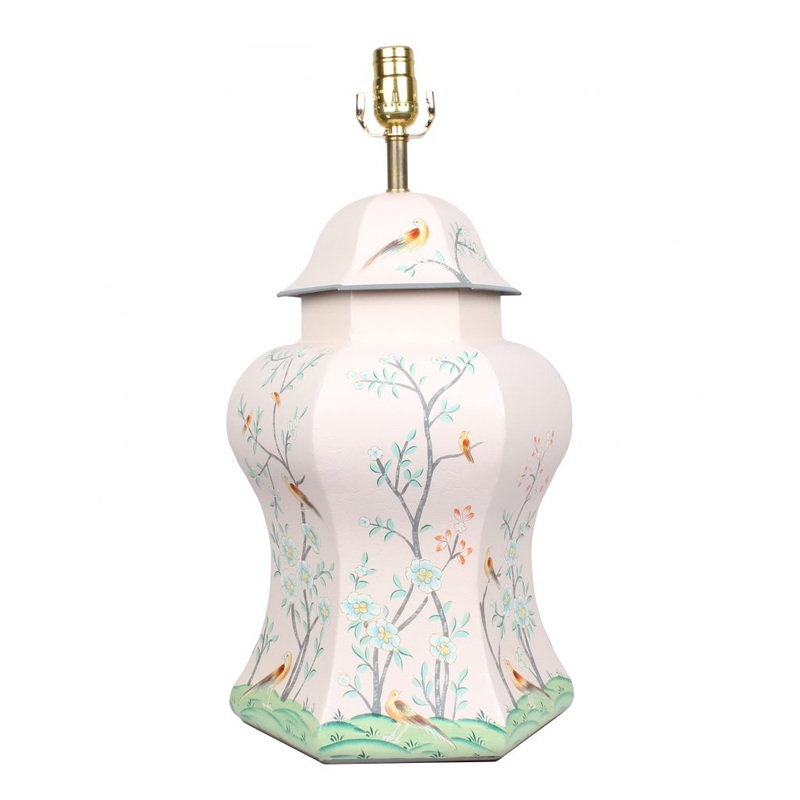 The Enchanted Home Pale Pink & Multi Color Scalloped Hexagon Lamp