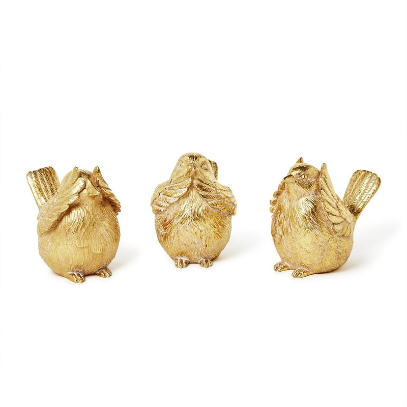 Two's Company S/3 Gold Bird Decor Incl 3 Styles