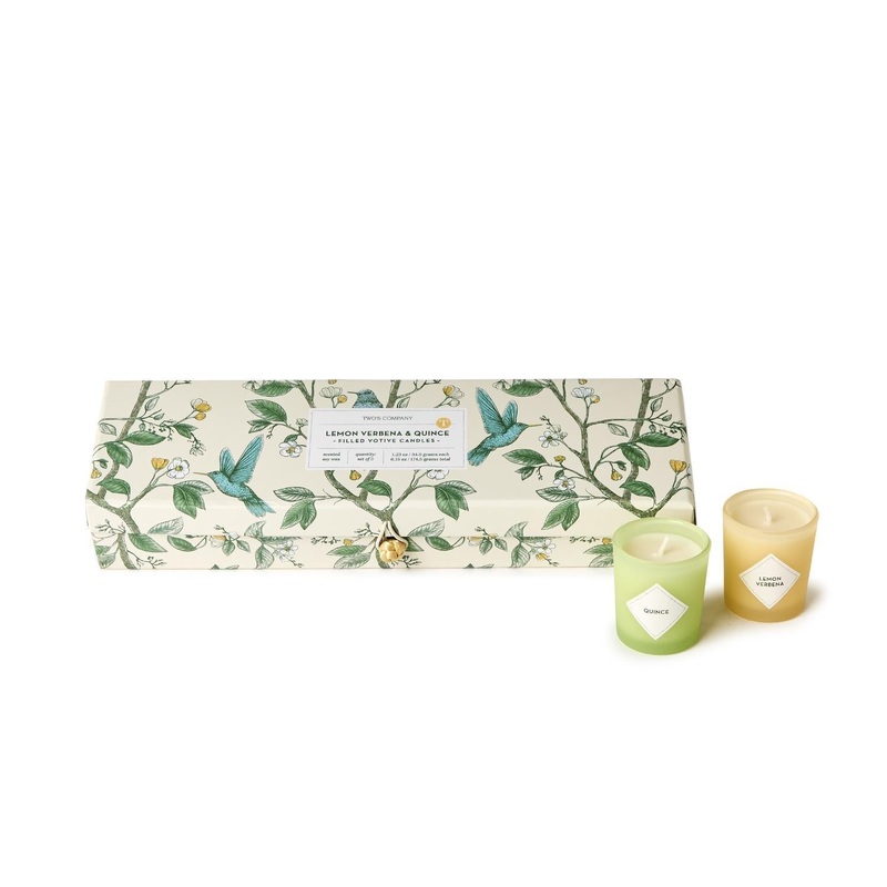 Two's Company S/5 Lemon Verbena and Quince Scented Candles in Gift Box