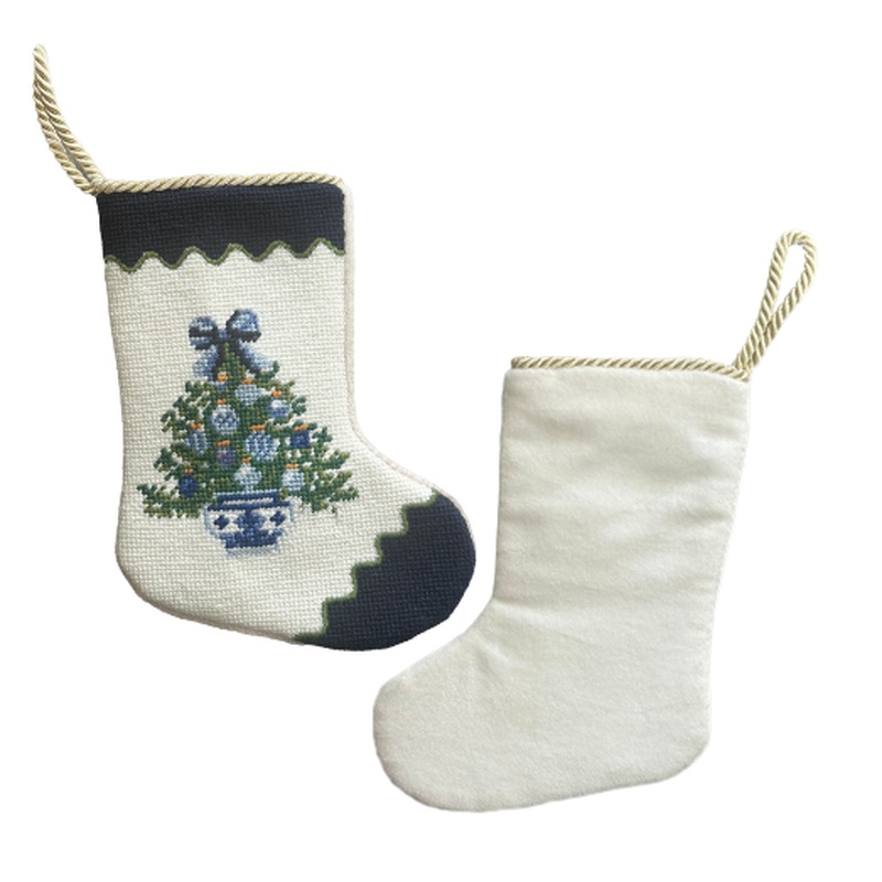 The Enchanted Home The Chinoiserie Tree Needlepoint Stocking (2 Sizes)