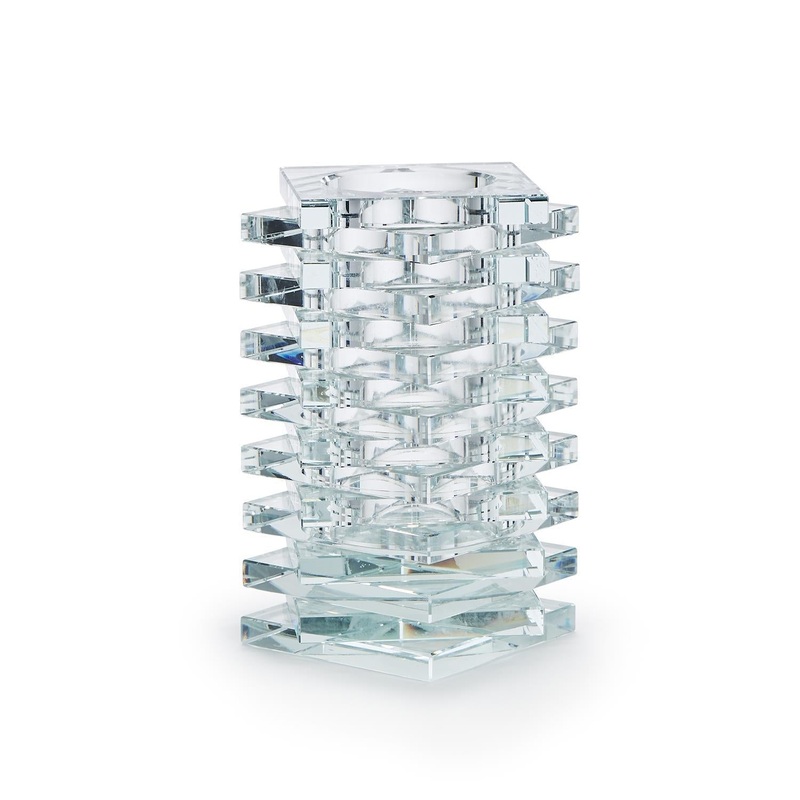 Two's Company Crystal Pillar Candle Holder