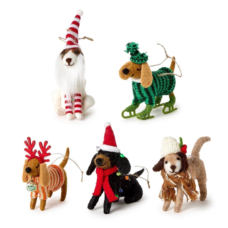Two's Company Deck the Paws 20 Pc Felt Dog Ornament Unit Includes 5 Designs
