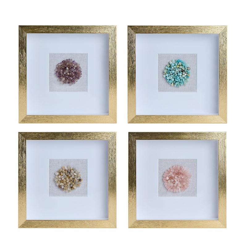 Two's Company S/4 Semi-Precious Stone Shadow Box Wall Art
