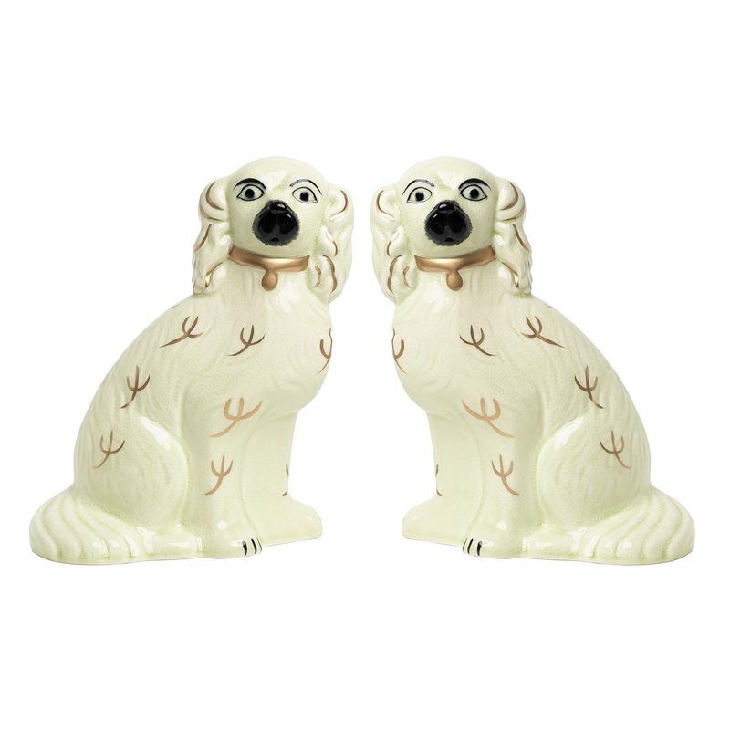 The Enchanted Home Ivory & Gold Staffordshire Dogs