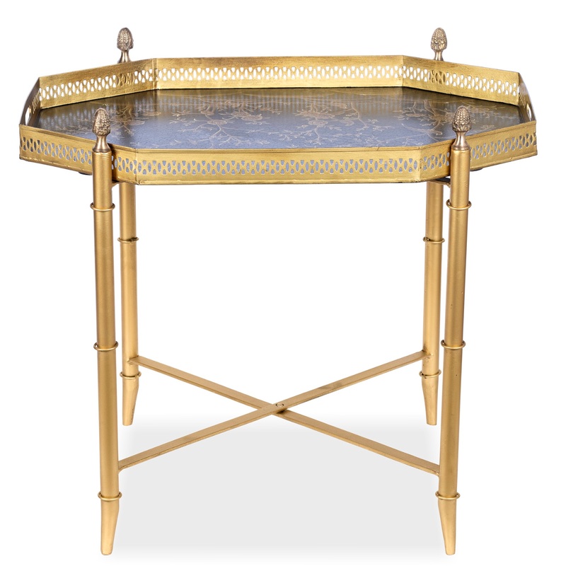 The Enchanted Home Black Octagon Tray With Gold Table