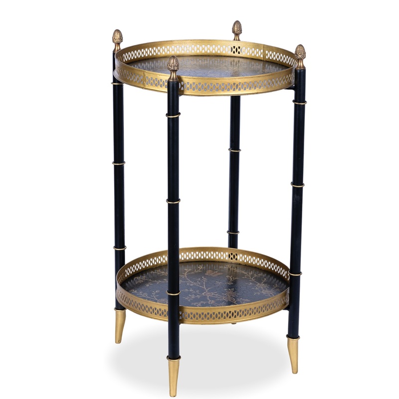 The Enchanted Home Black Round Two Tier Shelf Table