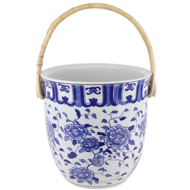 The Enchanted Home Blue & White Peony Blossom Ice Bucket