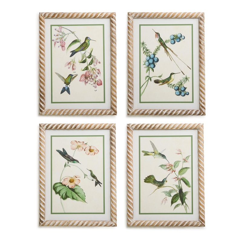 Two's Company Set of 4 Hummingbird Framed Wall Art Prints