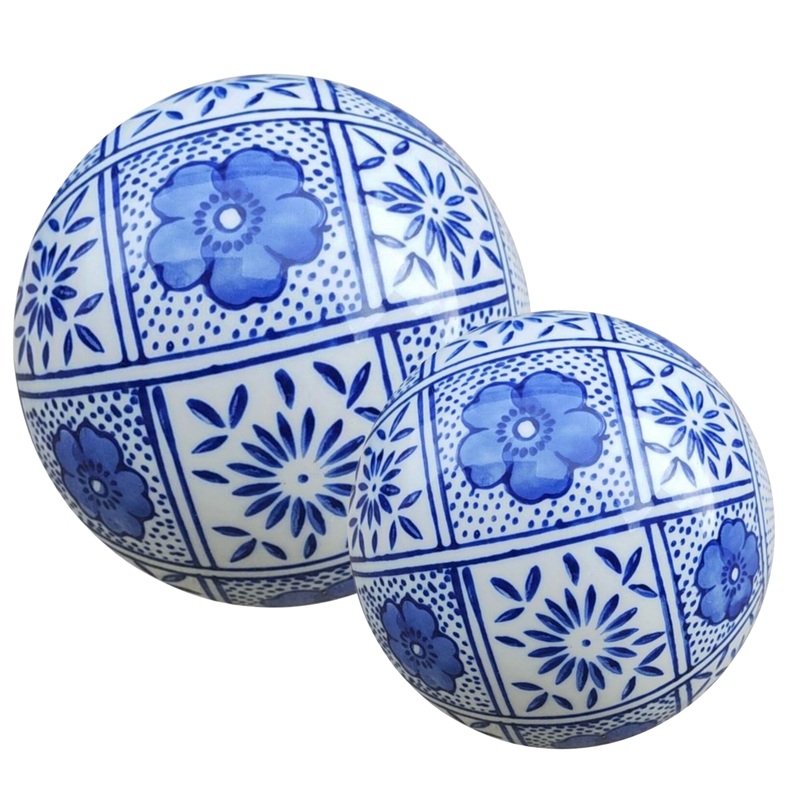 The Enchanted Home Floral & Patchwork Leaf Porcelain Ball (2 Sizes)