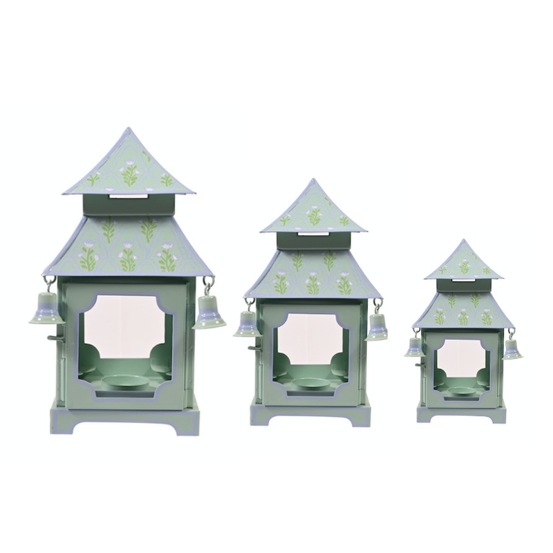 The Enchanted Home Sage Green &  Lavender Tulip Pagoda Lantern (3 Sizes)