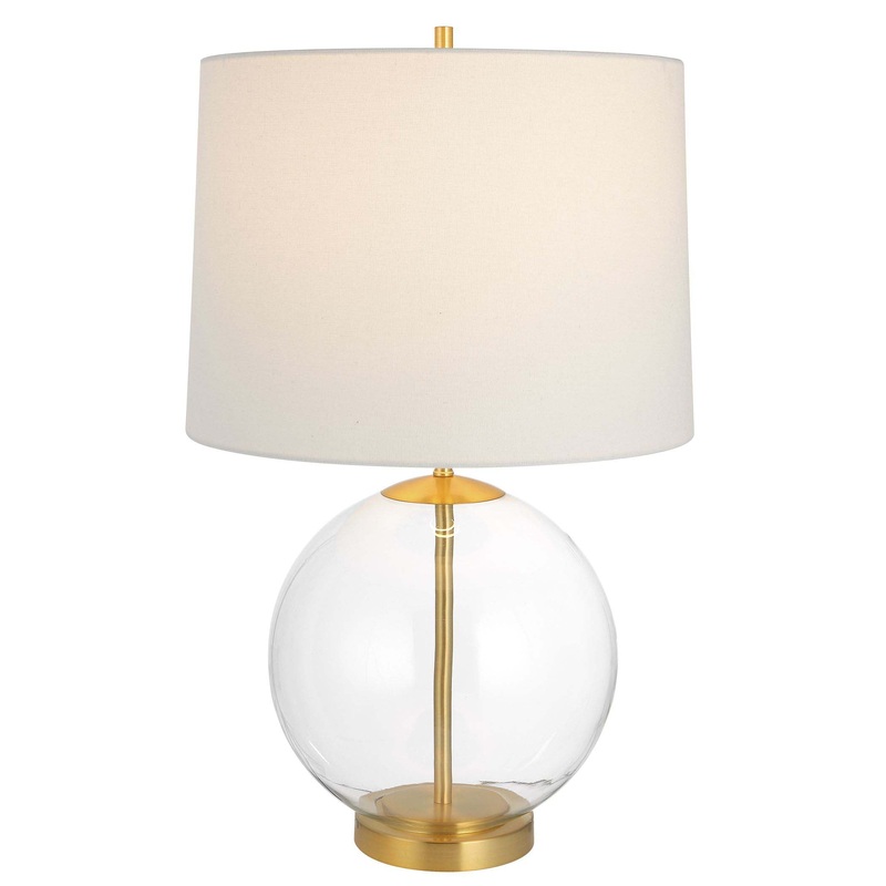 Decor Market Table Lamp Clear Glass Body With Gold Accents