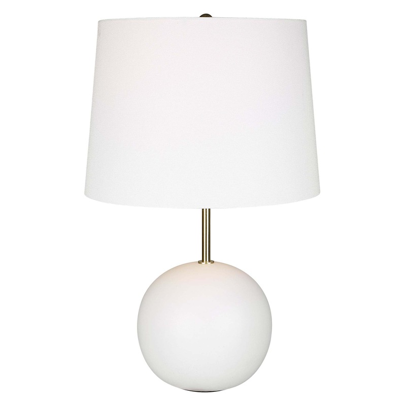 Decor Market White Ceramic & Round Base Table Lamp