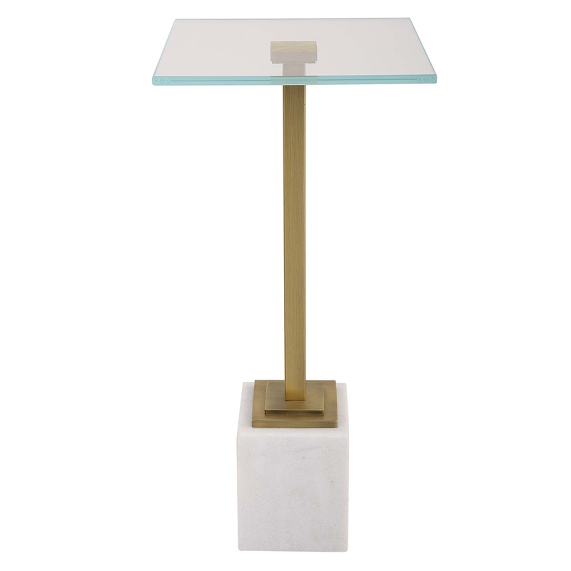 Decor Market White Marble Accent Table