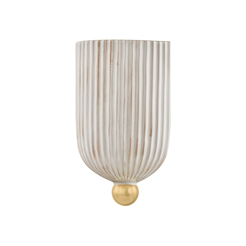 Mitzi Lighting Amira Wall Sconce - Aged Brass/Ceramic Fluted Cream - H1056101-AGB/CFC
