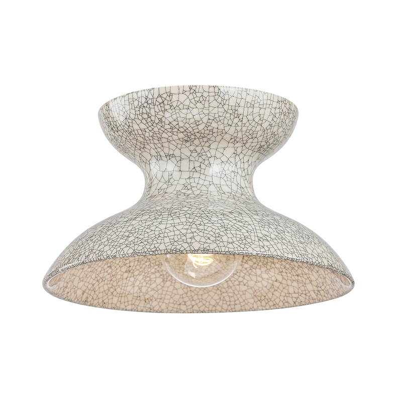 Mitzi Lighting Carina Flush Mount - Aged Brass/Ceramic Belgian Crackle - H1074501-AGB/CBC