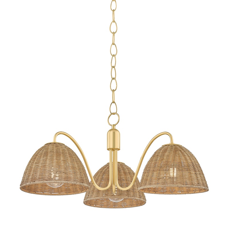 Mitzi Lighting Katniss Chandelier - 3 Light - Aged Brass - H1081803-AGB