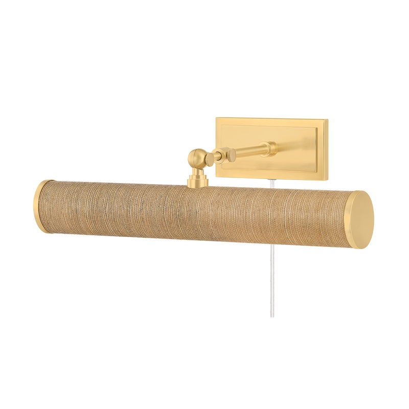 Mitzi Lighting Holly Picture Light - 16.25"W - Aged Brass/Grasscloth - HL263202-AGB/GC