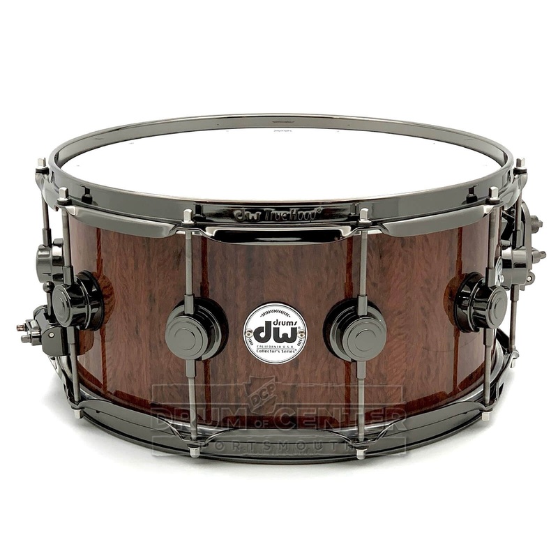 DW Collectors Purpleheart Snare Drum 14x6.5 Exotic Tiger Wood w/Black Nickel Hardware