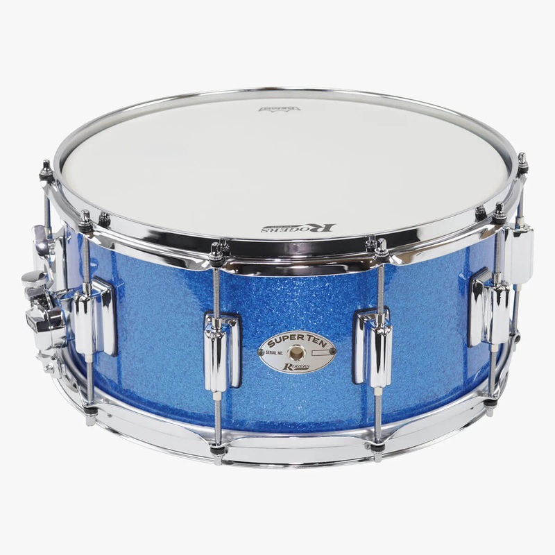 Rogers SuperTen Wood Shell Snare Drum 14x6.5 Blue Sparkle