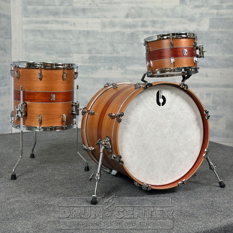 British Drum Company Founder's Reserve Birch 3pc Drum Set Cherry/Padauk Veneer