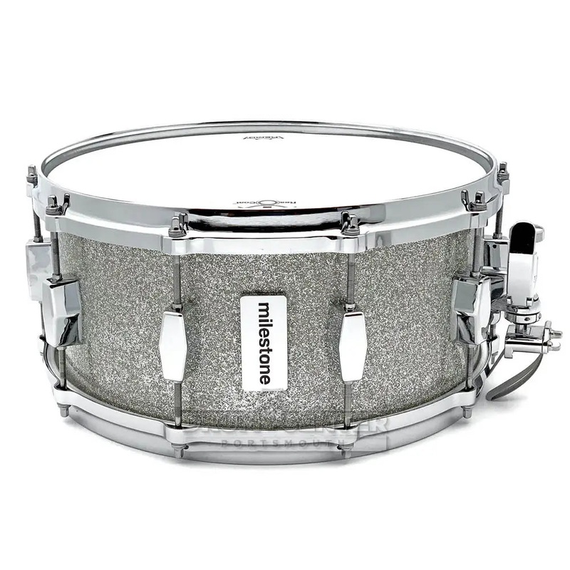 Milestone Founder's Model Fiberglass Composite Snare Drum 14x6.5 10-Lug Silver Sparkle