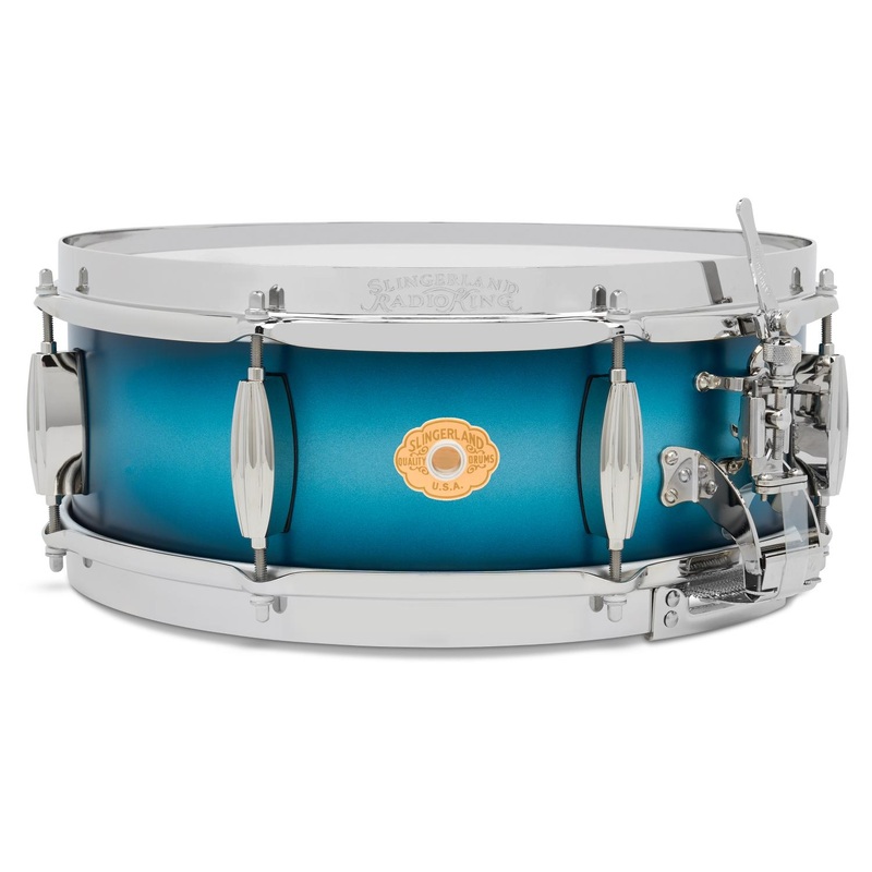 Slingerland Solid Maple Radio King Snare Drum 14x5 Silver & Blue Duco Lacquer