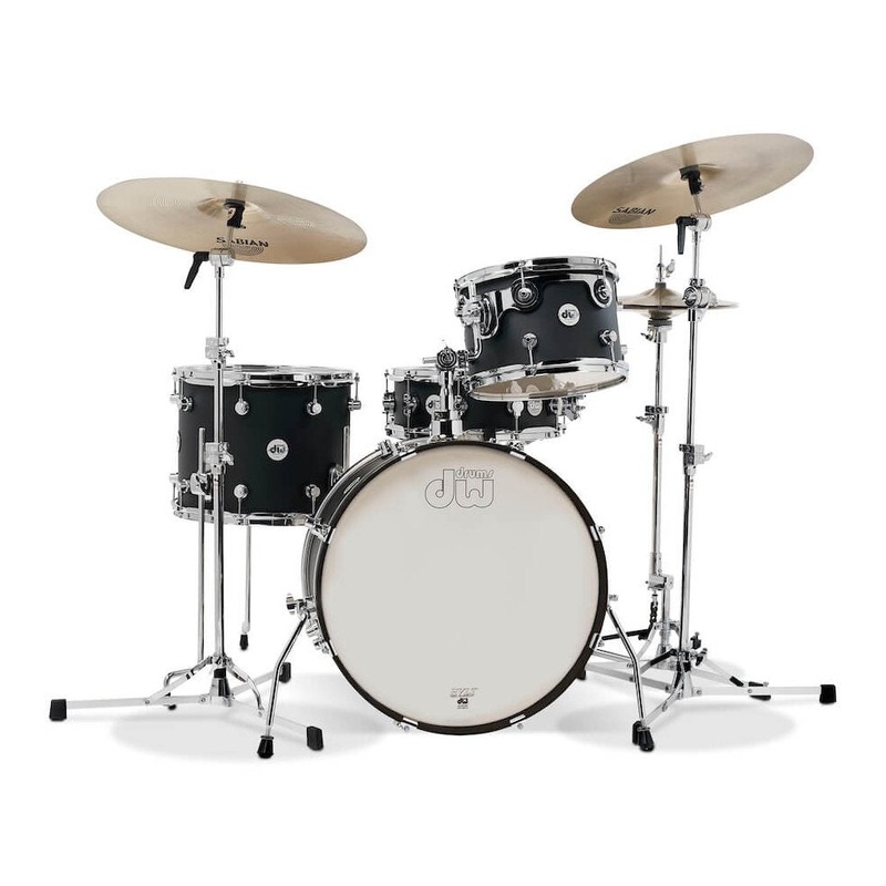 DW Design Frequent Flyer 4pc Drum Set Black Satin 20/12/14/14