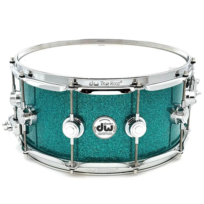 DW Collectors VLT 333 Maple Snare Drum 14x6.5 Teal Glass
