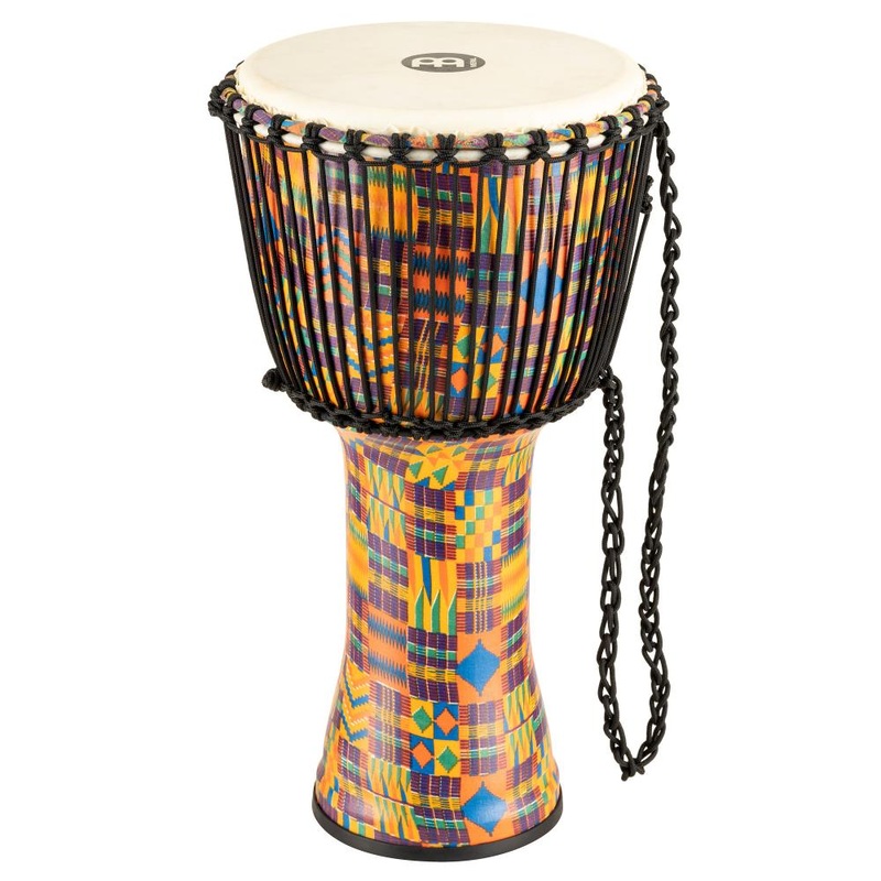 Meinl Rope Tuned Travel Djembe, 12, Kenyan Quilt, Goat Head