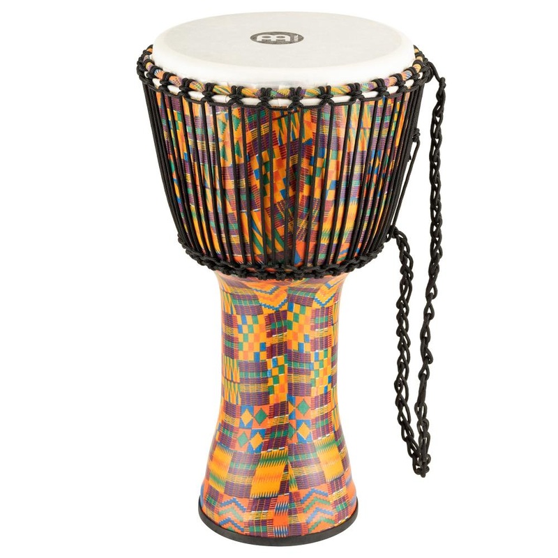 Meinl Rope Tuned Travel Djembe, 12, Kenyan Quilt, Synthetic Head