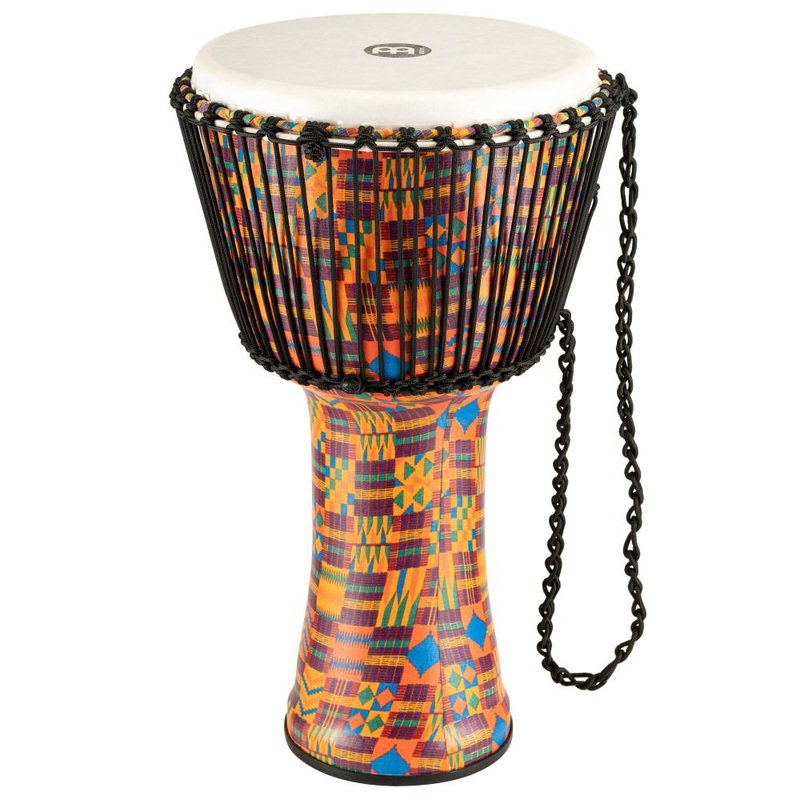 Meinl Rope Tuned Travel Djembe, 14, Kenyan Quilt, Synthetic Head