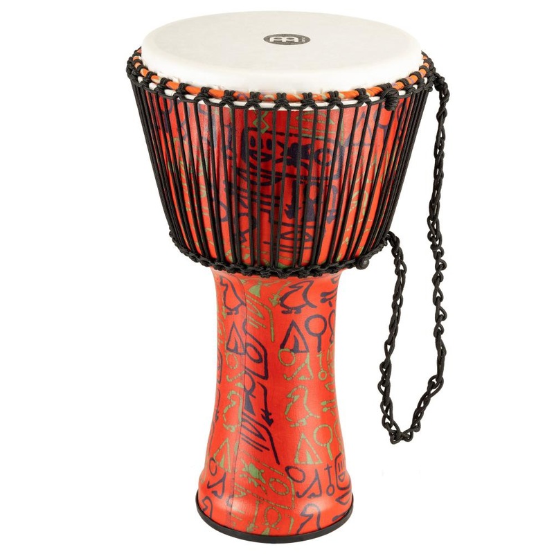 Meinl Rope Tuned Travel Djembe, 14, Pharaoh's Script, Synthetic Head