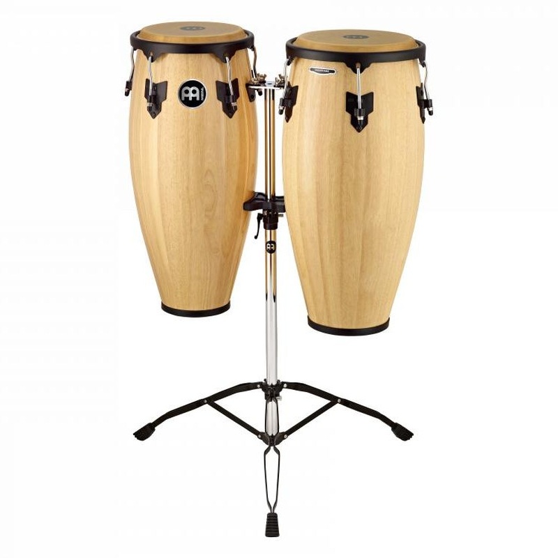 Meinl Headliner Wood Congas 10 & 11 Set, Incl. Double Braced Tripod Stand Natural