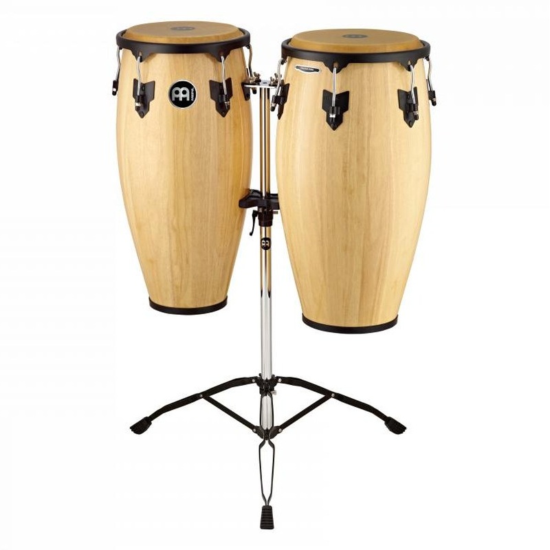 Meinl Headliner Wood Congas 11 & 12 Set, Incl. Double Braced Tripod Stand Natural